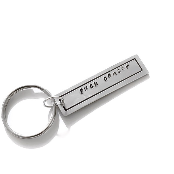 “F*** Cancer” Hand Stamped Keychain - Gift for Strength, Encouragement & Support - Picture 3 of 8